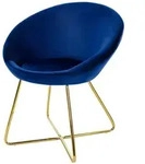 ML-Design Esszimmerstuhl mit runder R&uuml;ckenlehne Blau aus Samt mit goldenen