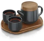 Arendo Teeservice Keramik Teekannen Set 0,6 L, 5-tlg., japanisches Design, mit