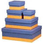 Rhodiarama Set mit 5 ineinander schachtelbaren Boxen aus Kunstleder, 44x34x16cm...