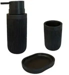 Relaxdays Bad Accessoires, 3-teilig, Seifenschale, Seifenspender, Zahnputzbecher,