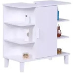 Relaxdays Waschbeckenunterschrank mit T&uuml;r und 6 Ablagen, HBT: 65x64x31 cm, MDF,