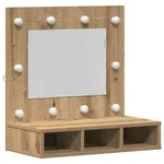 vidaXL Spiegelschrank mit Regal Eiche handwerklich 62 x 31,5 x 62 cm