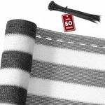 DETEX&reg; Zaunblende 1,2 x 10m grau-wei&szlig; Balkonsichtschutz mit 50 Kabelbindern