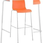CLP Barhocker Hover Kunststoff 4-Fu&szlig; Gestell orange/chrom