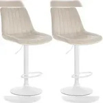 CLP 2er Set Barhocker Toni Samt creme/Metall matt weiss