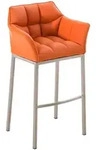 CLP Barhocker Damaso Kunstleder mit Vierfu&szlig;gestell orange/edelstahl