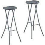 Relaxdays Barhocker, 2er Set, Rattan-Optik, klappbarer Garten Tresenhocker,