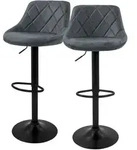 ML-Design Barhocker 2er Set Anthrazit Kunstlederbezug mit R&uuml;ckenlehne und
