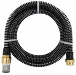 vidaXL Saugschlauch mit Messing-Anschl&uuml;ssen Schwarz 1,1" 4 m PVC