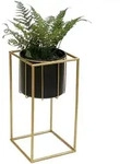DanDiBo Blumenhocker mit Topf Metall Gold Schwarz Eckig S 45 cm Blumenst&auml;nder...