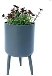 DanDiBo Blumentopf mit F&uuml;&szlig;en Pflanztopf Blumenk&uuml;bel mit Beinen Metall Grau...