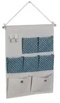 Relaxdays H&auml;ngeorganizer, 7 F&auml;cher, 2 Haken, Baumwolle, HxB: 60x39 cm, Bad, Flur,