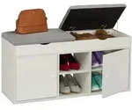 Relaxdays Schuhbank, HxBxT: 49,5 x 100 x 34 cm, Stauraum, gepolsterter Klappdeckel,