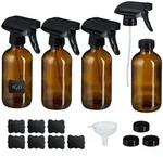 Relaxdays Spr&uuml;hflasche Glas, 4er Set, 500ml, Nebel & Strahl, Wasserspr&uuml;her f&uuml;r