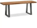 Garderobenbank FineBuy Sitzbank Akazie Massivholz 120 cm Baumkante Flurbank