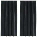 vidaXL Verdunkelungsvorh&auml;nge 2 pcs Schwarz 140 x 175 cm Samt