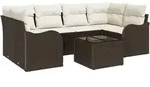 vidaXL 7-teiliges Garten Sofa Set mit Kissen Braun Poly Rattan