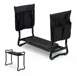 Relaxdays Kniebank f&uuml;r Gartenarbeit, klappbar, bis 150kg, inkl. 2 Taschen,
