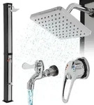 ML-Design Solardusche 40L Eckig 217 cm Silber-Schwarz &ndash; Mit Fu&szlig;dusche &
