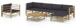 vidaXL 7-tlg. Garten-Lounge-Set mit Dunkelgrauen Kissen Bambus