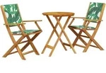vidaXL 3-tlg. Bistro-Set Blattmuster Stoff und Massivholz