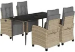 vidaXL 5-tlg. Garten-Essgruppe mit Kissen Beigemischung Poly Rattan