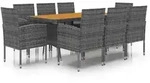vidaXL 9-tlg. Garten-Essgruppe Poly Rattan Grau