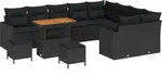 vidaXL Garten-Sofa-Set mit Kissen mit Speicher 12 pcs Schwarz