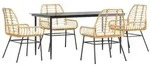 vidaXL 5-tlg. Garten-Essgruppe mit Kissen Braun Poly Rattan Glas