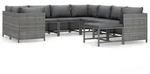 vidaXL 9-tlg. Garten-Lounge-Set mit Kissen Poly Rattan Grau