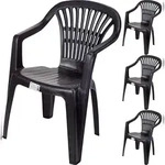4x Gartenstuhl Stapelstuhl Kunststoff Bistrostuhl Balkonstuhl Schwarz 0820