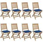 vidaXL Klappbare Gartenst&uuml;hle 8 Stk. mit Kissen Massivholz Akazie