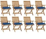 vidaXL Klappbare Gartenst&uuml;hle mit Kissen 8 Stk. Massivholz Teak