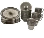 M&auml;ser Prospero 18tlg Fr&uuml;hst&uuml;cksset Porzellan braun Relief Platten Schalen...
