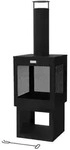 ML-Design Gartenkamin mit Schornstein 128x40 cm &ndash; eckiger Stahl-Terrassenofen...