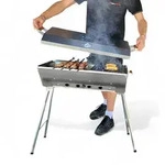 Grillpeter Mangal Astana Deluxe 11er Spie&szlig;dreher 230V Motor Deckel Grillrost Ablage