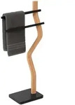 Relaxdays Handtuchst&auml;nder, HxBxT: 86 x 37 x 18 cm, Metall, Holz, 2 Stangen,