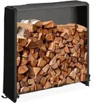 Relaxdays Kaminholzregal mit Abdeckung, f&uuml;r Holz ab 25 cm, Brennholzregal aus Eisen,