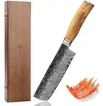 Wakoli Nakirimesser I 17 cm Klinge I Olivenholzgriff und Hammerschlag