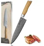 Wakoli Oliven Damast Chefmesser Klingenl&auml;nge 20 cm mit Olivenholzgriff