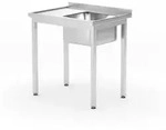 Hendi Profi Edelstahl-Waschtisch mit Ablage links &ndash; 800x600x850 mm, zur
