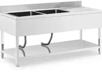 Royal Catering Sp&uuml;ltisch - 2 Becken - Edelstahl - 180 x 70 cm -