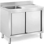Royal Catering Sp&uuml;lenschrank - 1 Becken - - Edelstahl - 100 x 60 cm