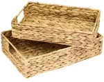 HMF 37260-S2 Deko Tablett, Serviertablett geflochten aus Wasserhyazinthe, 2er...
