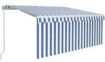 vidaXL Markise Manuell Einziehbar mit Rollo LED 3,5x2,5m Blau Wei&szlig;