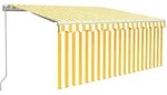 vidaXL Markise Manuell Einziehbar mit Rollo & LED 3,5x2,5m Gelb & Wei&szlig;