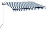 vidaXL Automatische Markise mit LED Windsensor 350x250 cm Blau Wei&szlig;