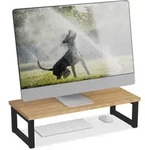 Relaxdays Monitorst&auml;nder, Bildschirmerh&ouml;hung f&uuml;r Schreibtisch, HxBxT: 15 x 55 x 23