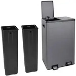 SVITA TMH2X30 M&uuml;lleimer 60L M&uuml;lltrennsystem 2 F&auml;cher 2x30L Softclose-Deckel Pedal