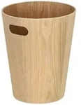 Relaxdays Papierkorb Holz, runder M&uuml;lleimer mit Griff, 7,5 L, ohne Deckel, HxD 28 x